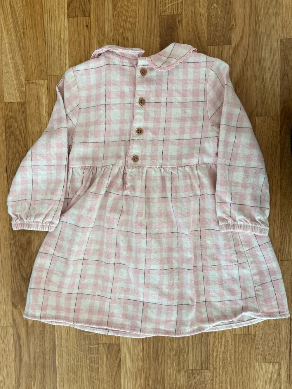Pink Gingham Long-Sleeve Baby Dress 12-18m